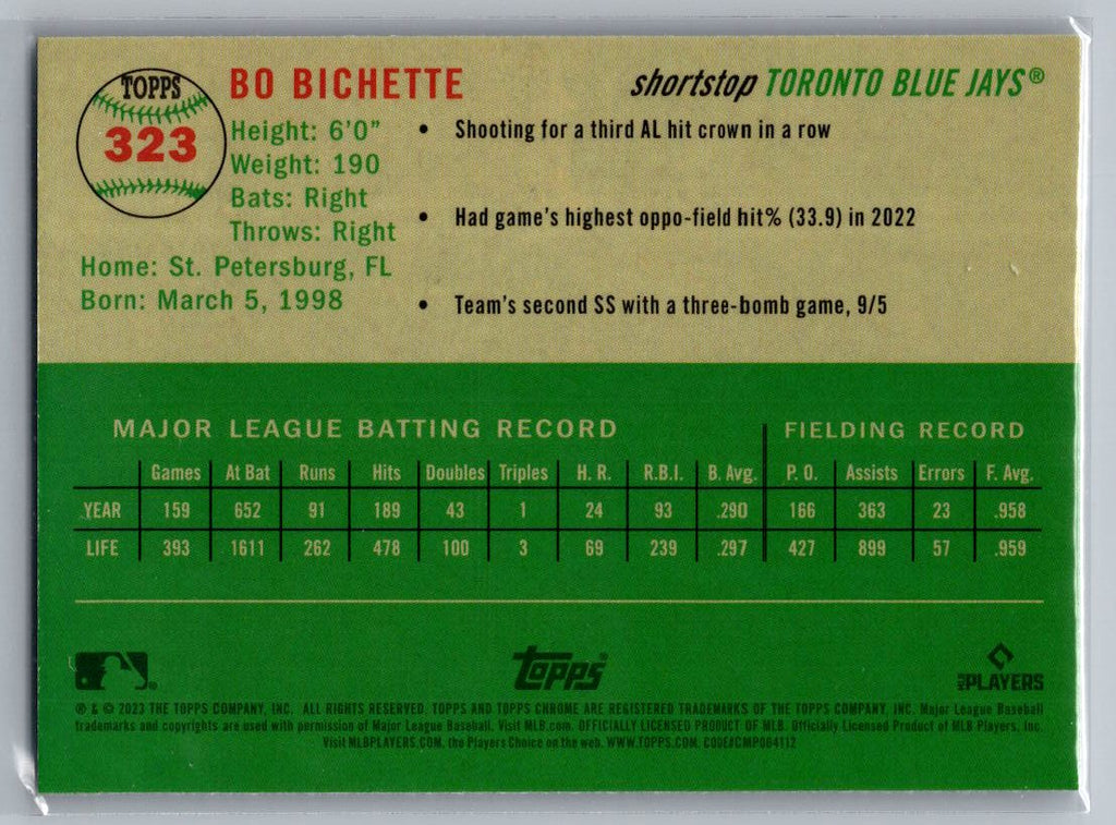 2023 Topps Chrome Platinum Anniversary #323 Bo Bichette