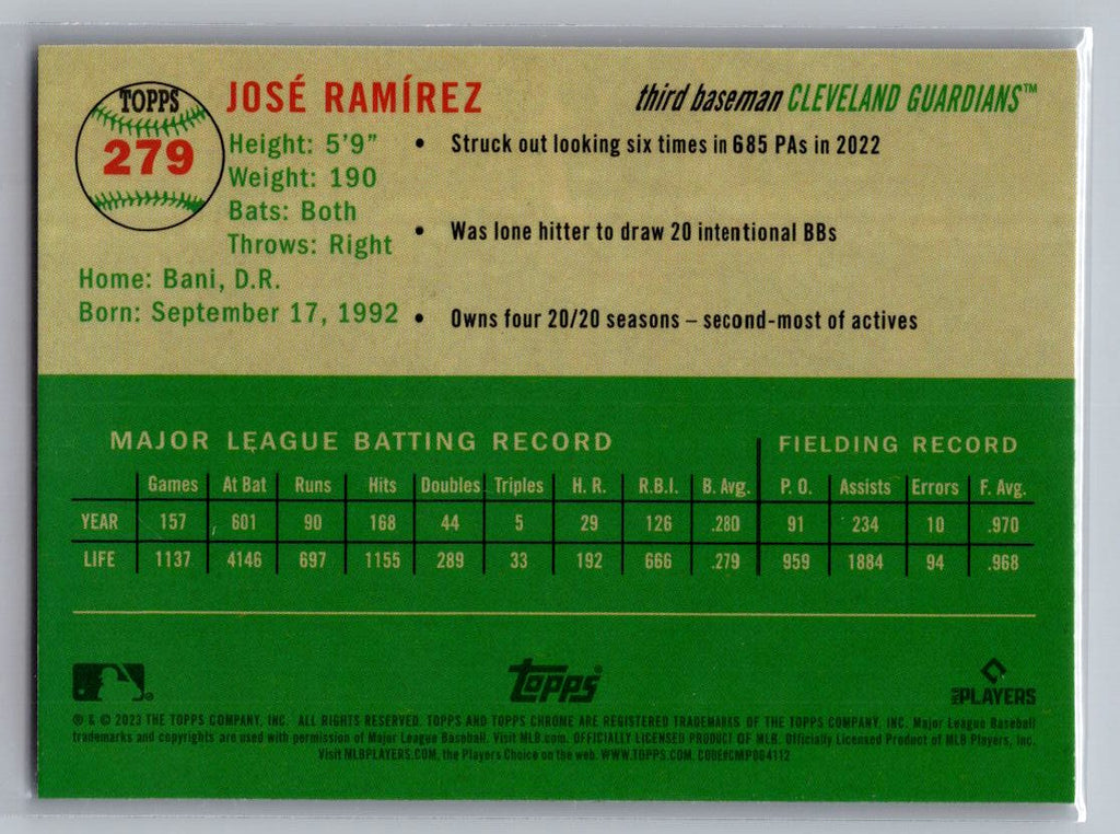 2023 Topps Chrome Platinum Anniversary #279 José Ramírez