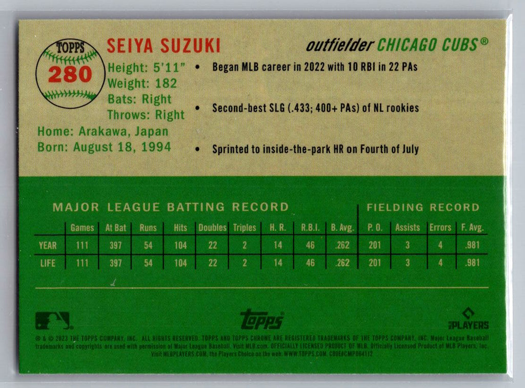 2023 Topps Chrome Platinum Anniversary #280 Seiya Suzuki