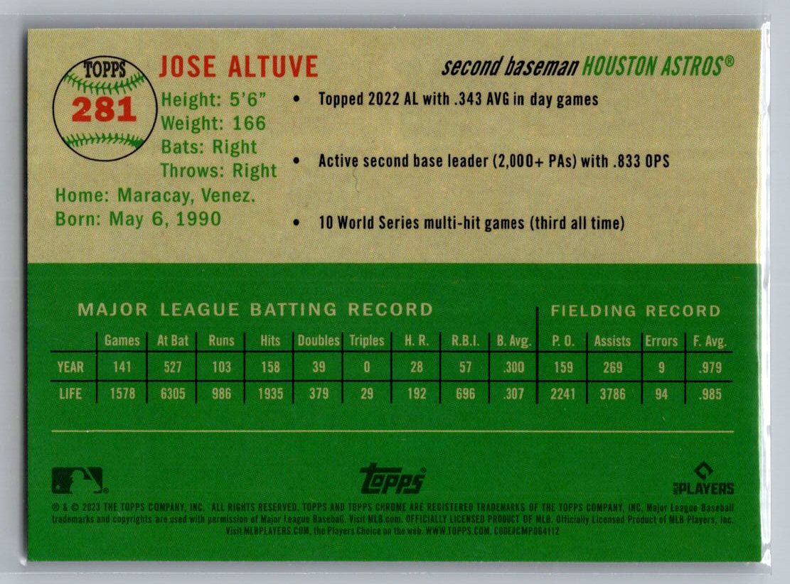 2023 Topps Chrome Platinum Anniversary #281 Jose Altuve