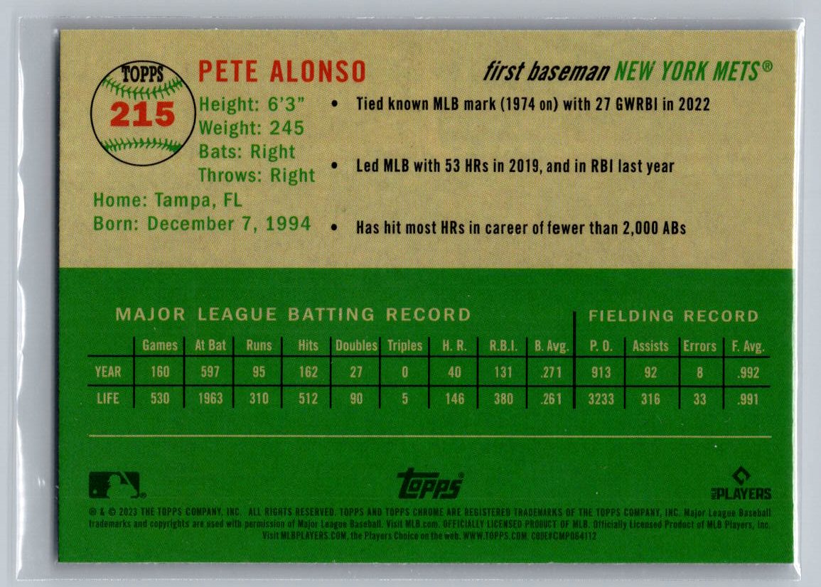 2023 Topps Chrome Platinum Anniversary #215 Pete Alonso