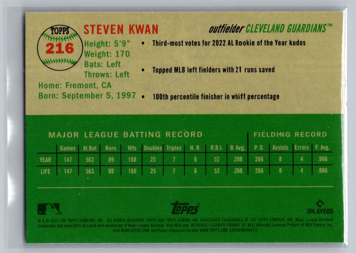 2023 Topps Chrome Platinum Anniversary #216 Steven Kwan