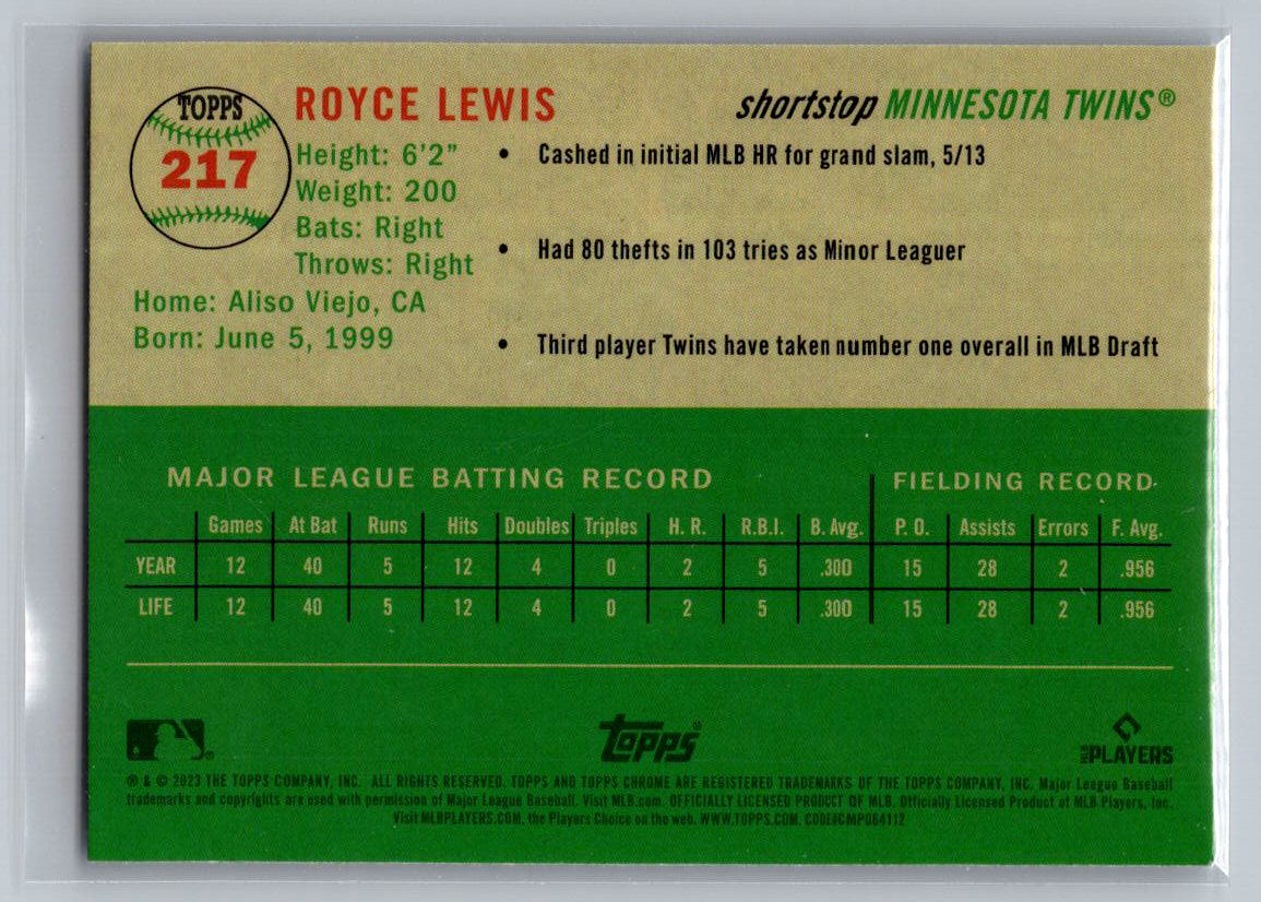 2023 Topps Chrome Platinum Anniversary #217 Royce Lewis