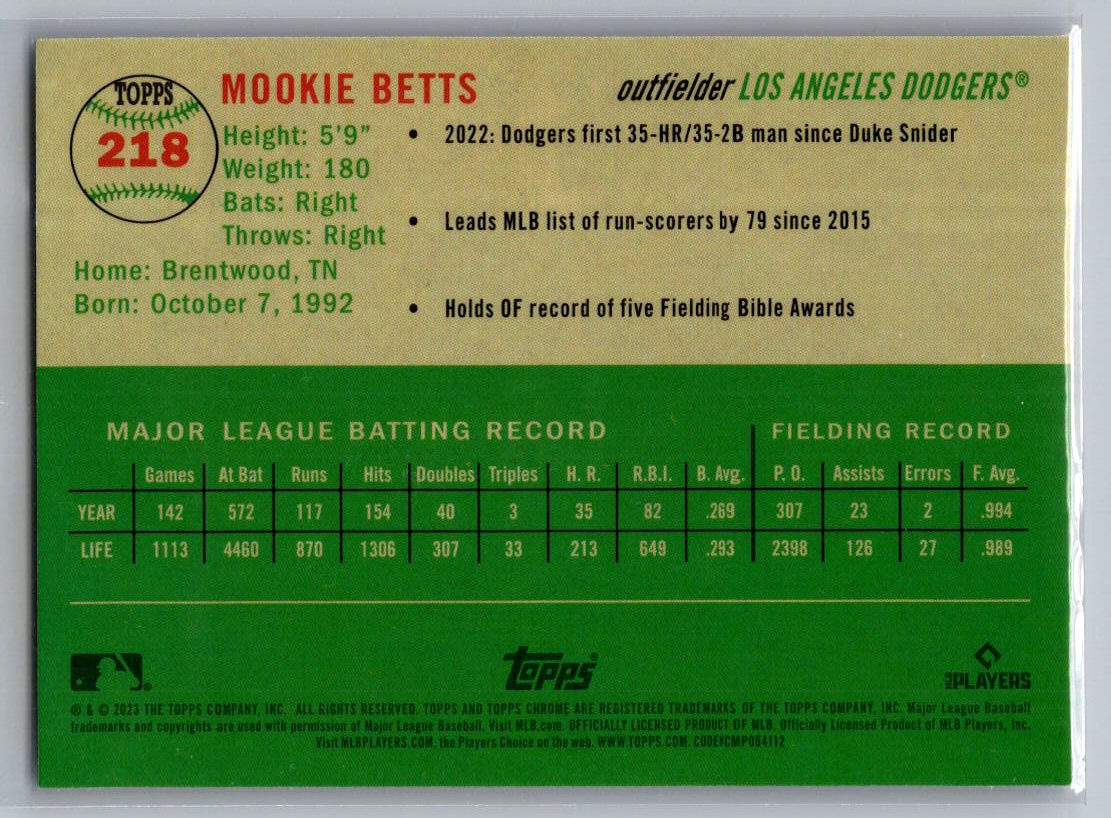 2023 Topps Chrome Platinum Anniversary #218 Mookie Betts