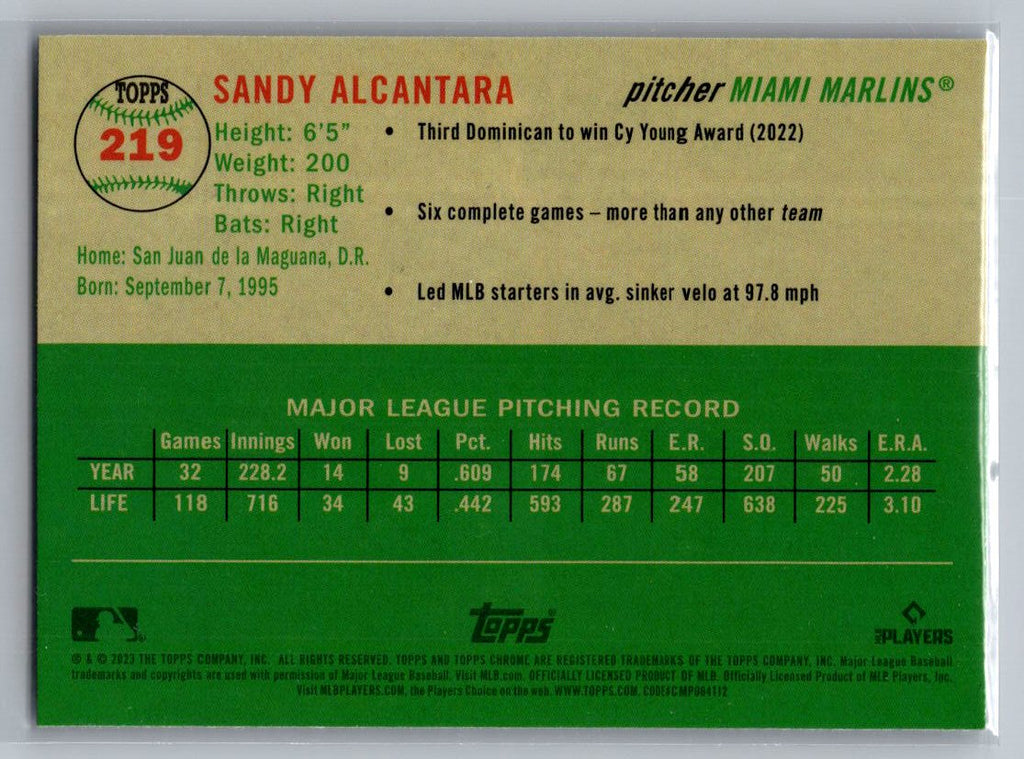 2023 Topps Chrome Platinum Anniversary #219 Sandy Alcantara