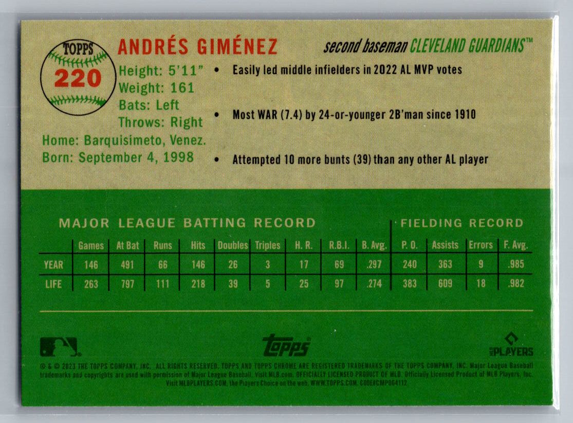 2023 Topps Chrome Platinum Anniversary #220 Andrés Giménez