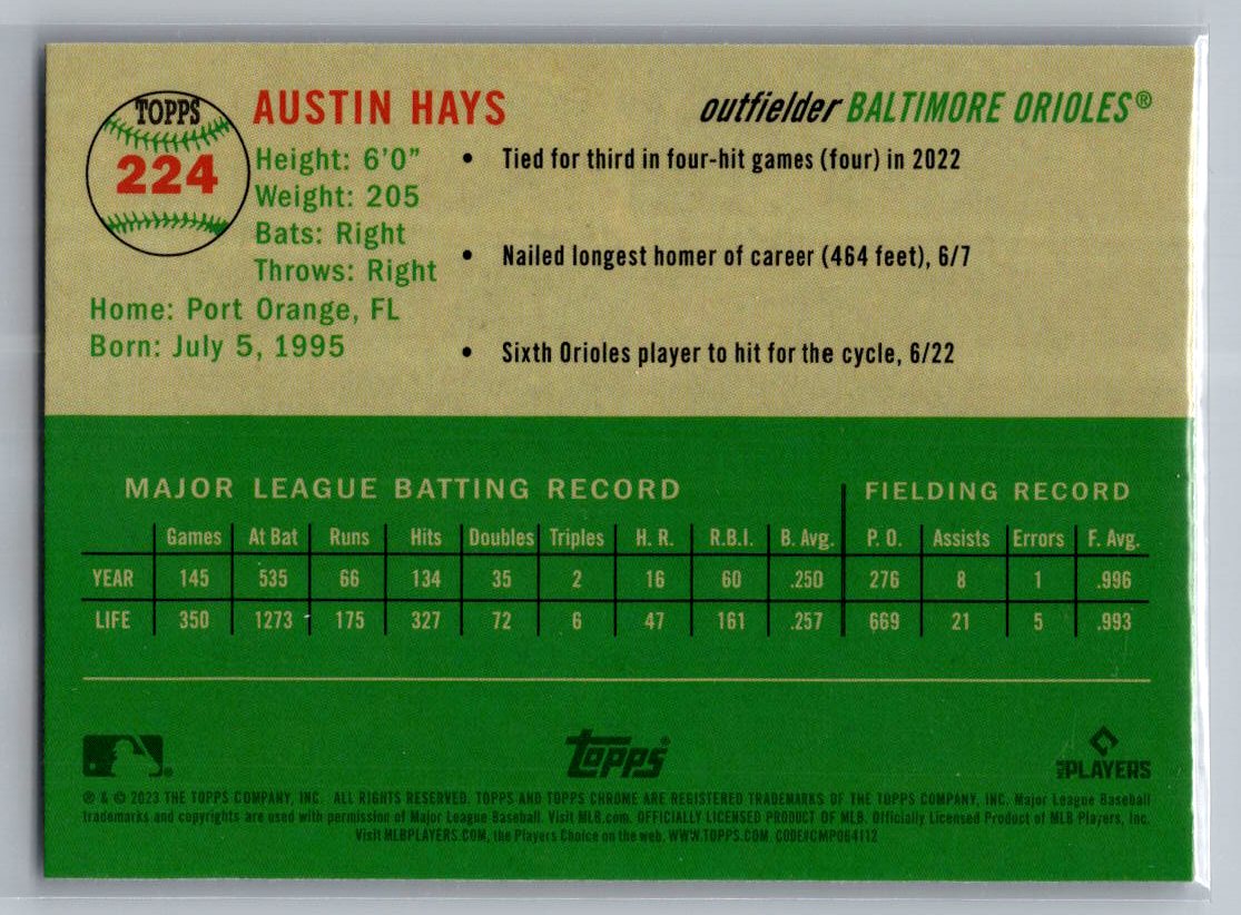 2023 Topps Chrome Platinum Anniversary #224 Austin Hays