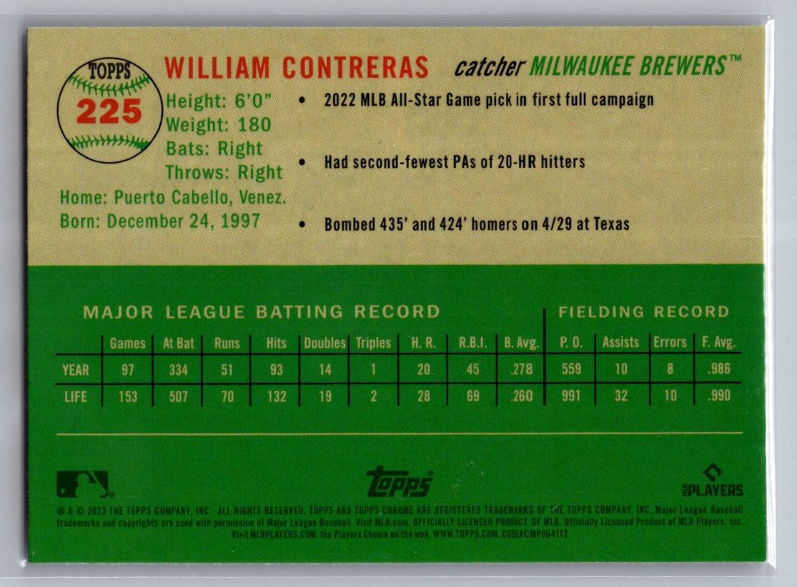 2023 Topps Chrome Platinum Anniversary #225 William Contreras