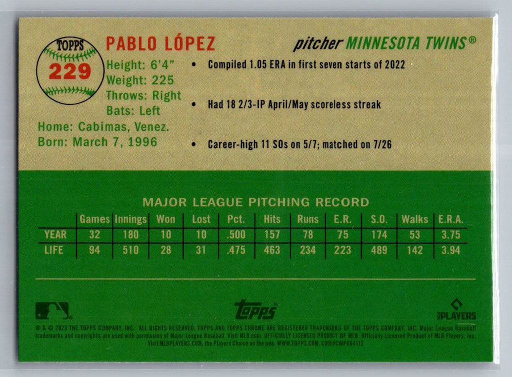 2023 Topps Chrome Platinum Anniversary #229 Pablo López