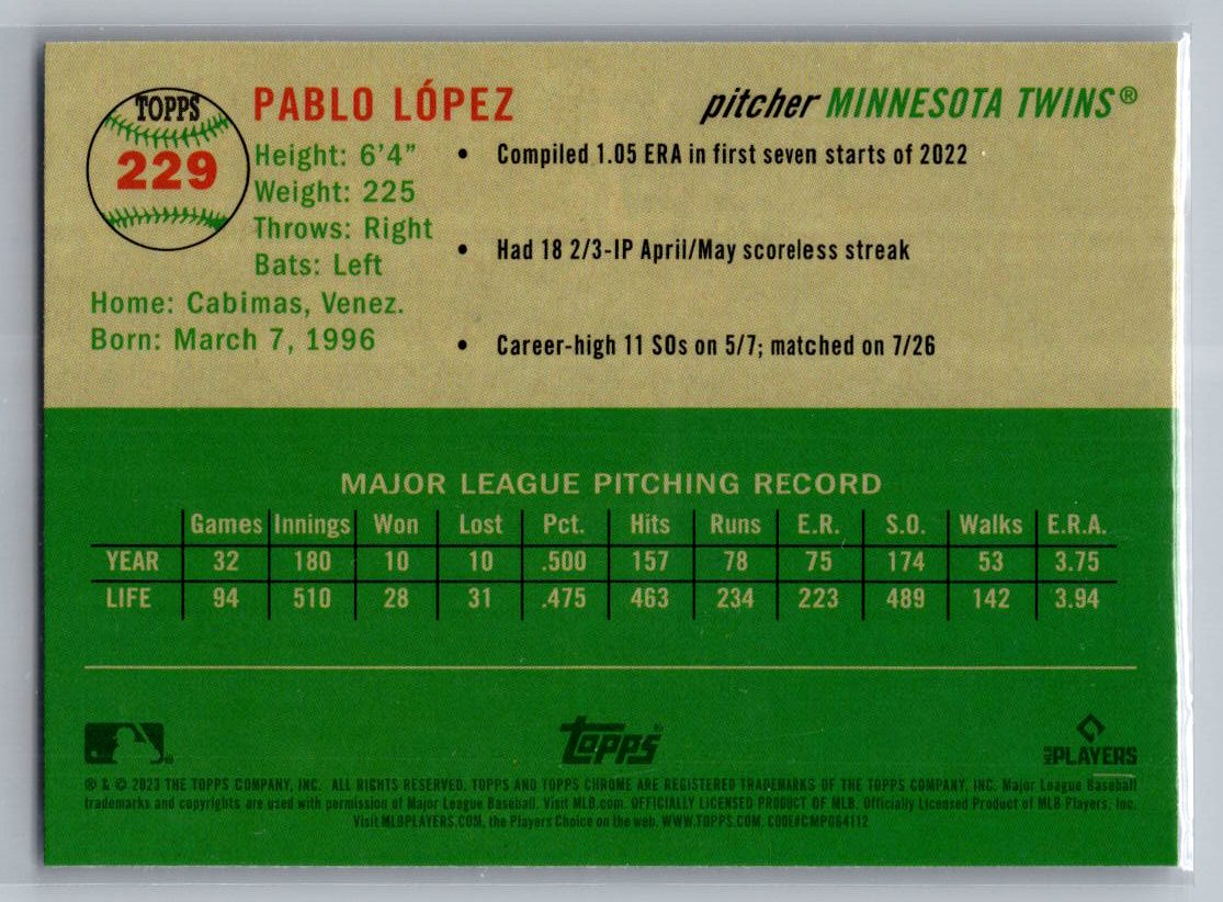 2023 Topps Chrome Platinum Anniversary #229 Pablo López