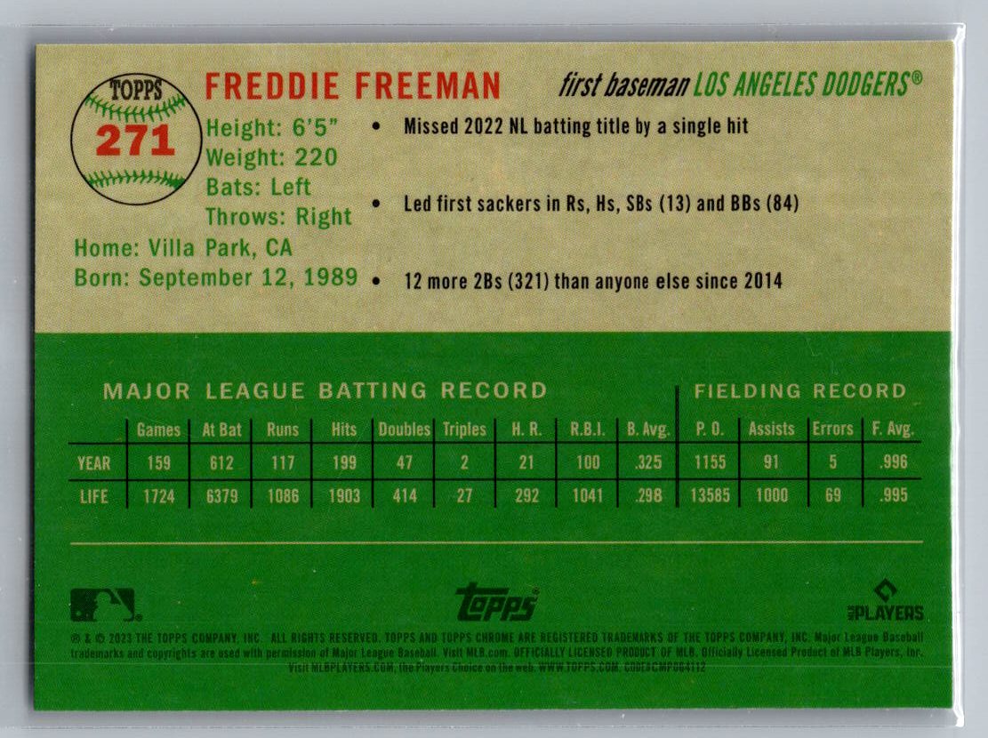 2023 Topps Chrome Platinum Anniversary #271 Freddie Freeman