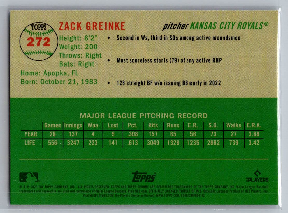2023 Topps Chrome Platinum Anniversary #272 Zack Greinke