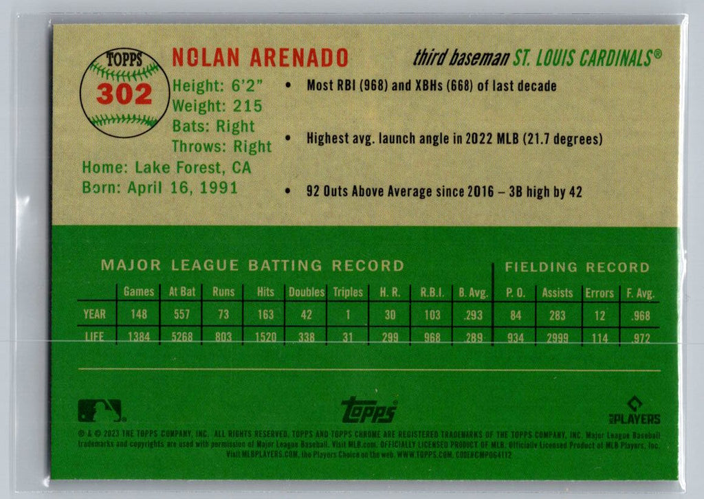 2023 Topps Chrome Platinum Anniversary #302 Nolan Arenado