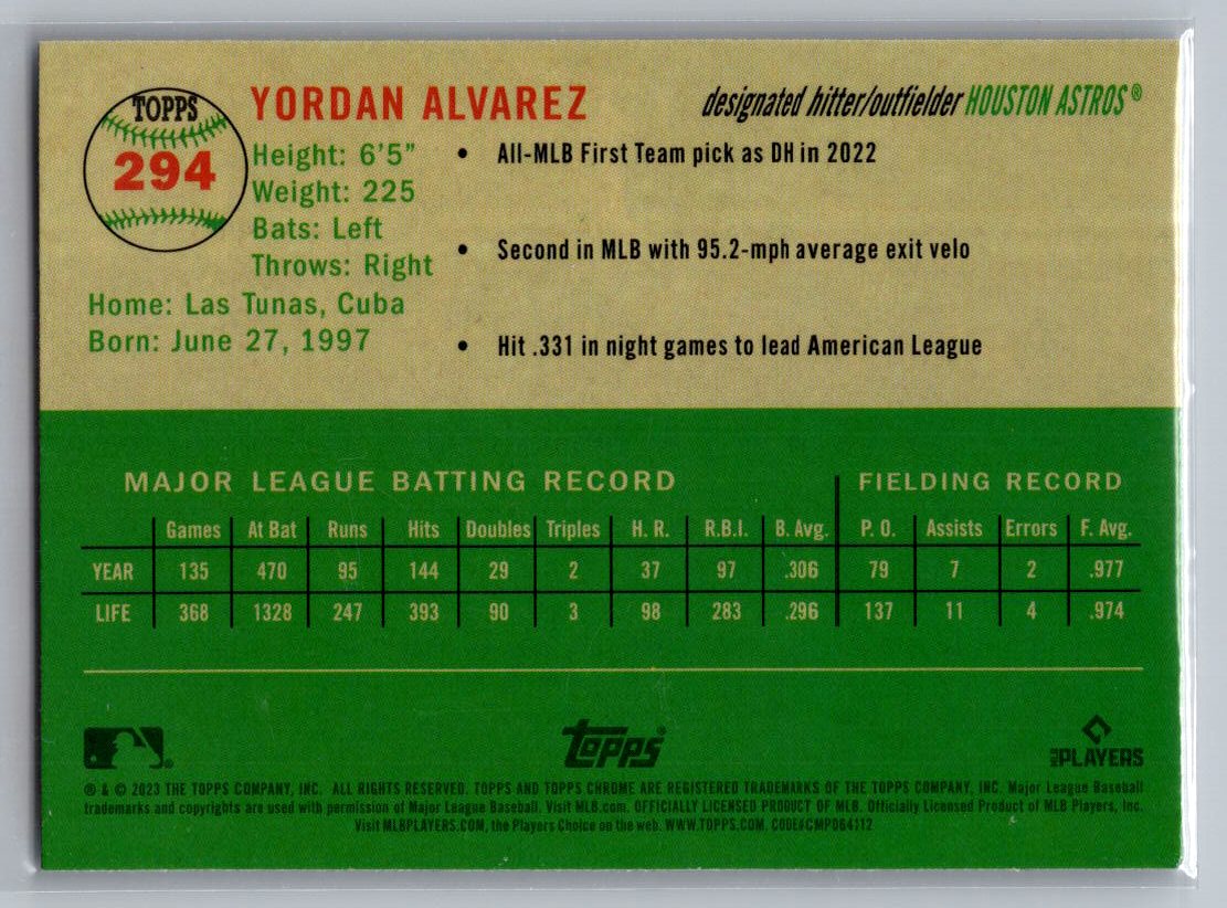 2023 Topps Chrome Platinum Anniversary #294 Yordan Alvarez