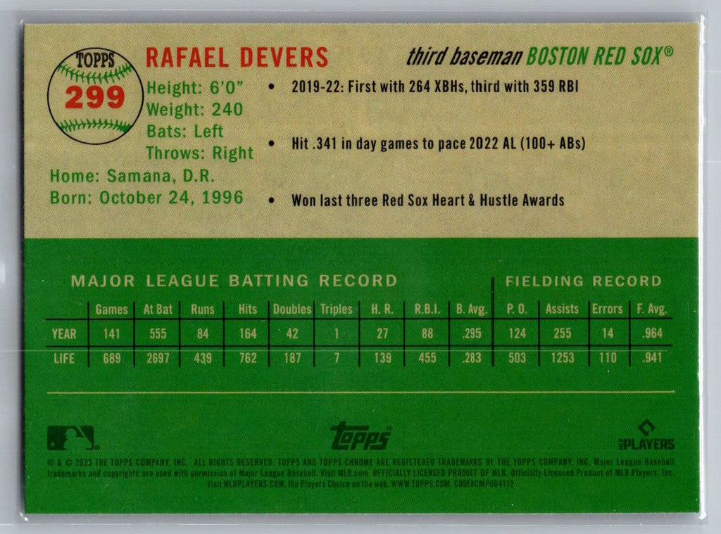 2023 Topps Chrome Platinum Anniversary #299 Rafael Devers