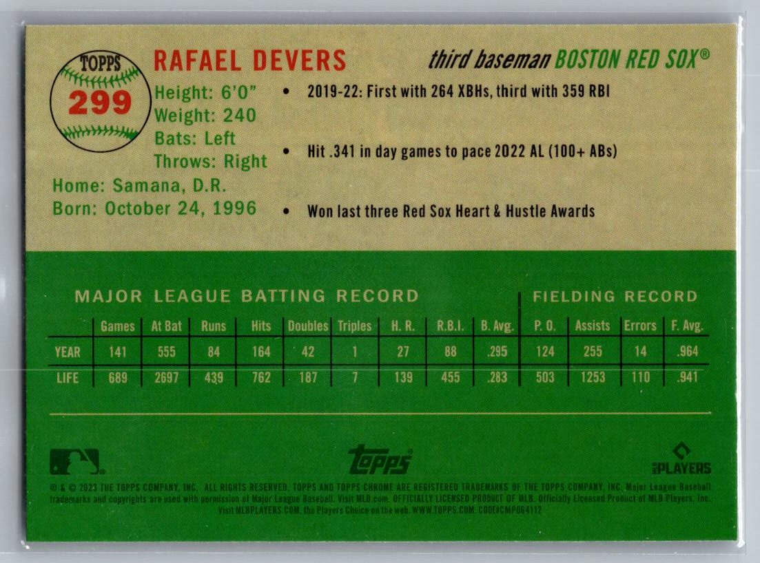 2023 Topps Chrome Platinum Anniversary #299 Rafael Devers