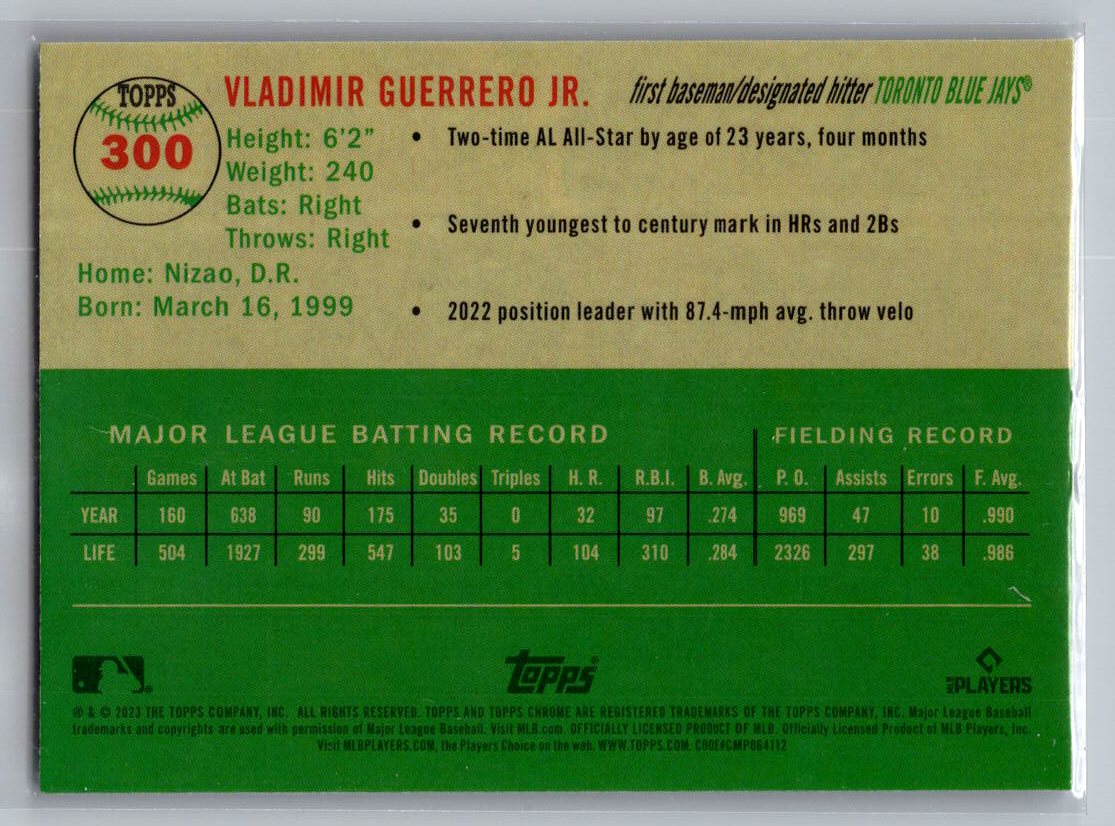 2023 Topps Chrome Platinum Anniversary #300 Vladimir Guerrero Jr.