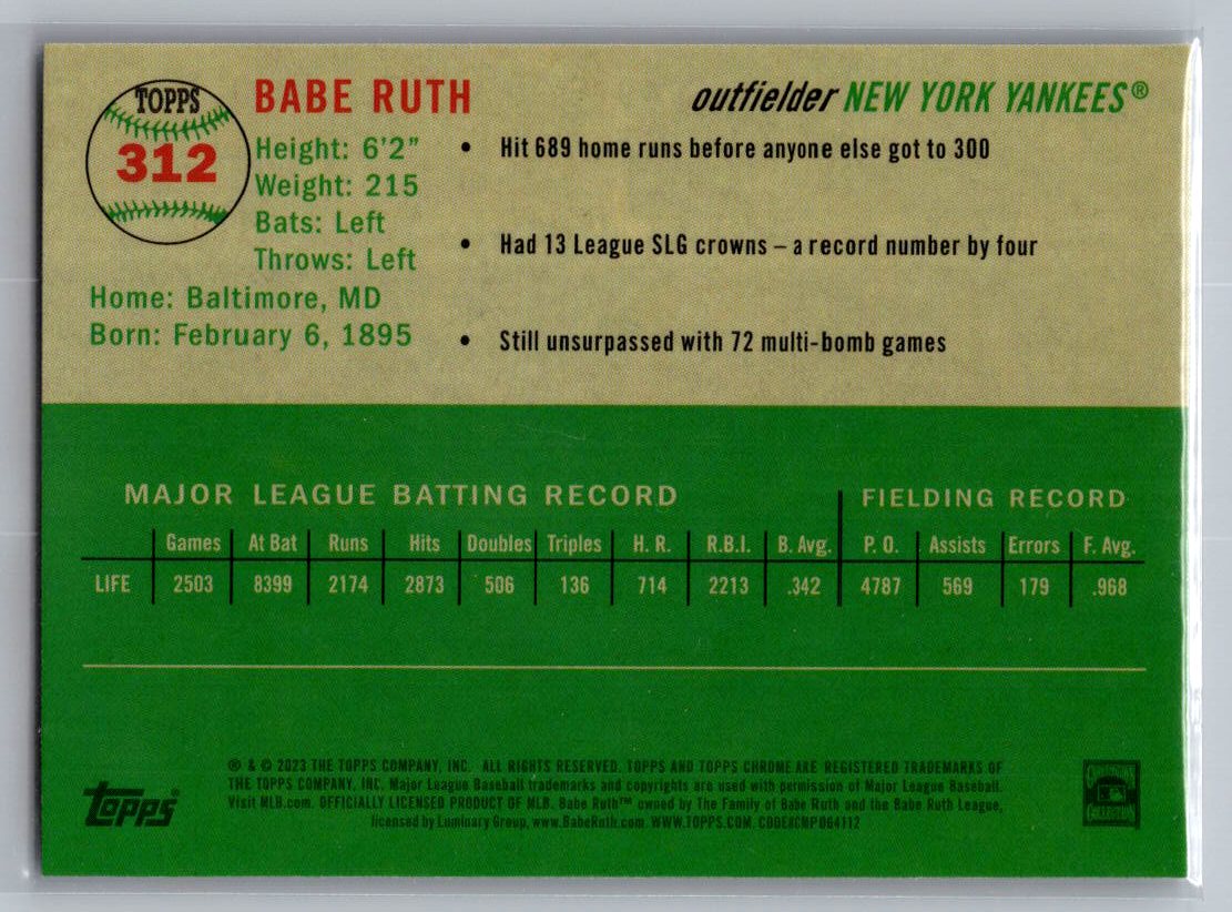 2023 Topps Chrome Platinum Anniversary #312 Babe Ruth