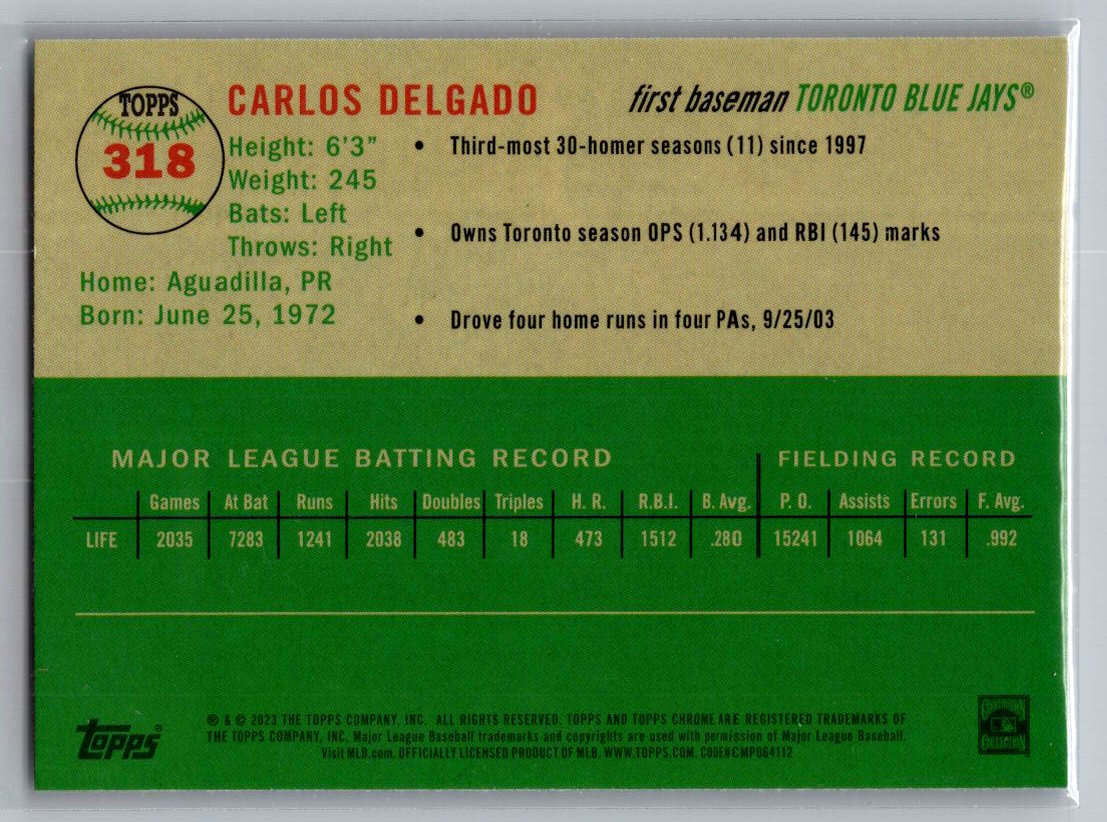 2023 Topps Chrome Platinum Anniversary #318 Carlos Delgado