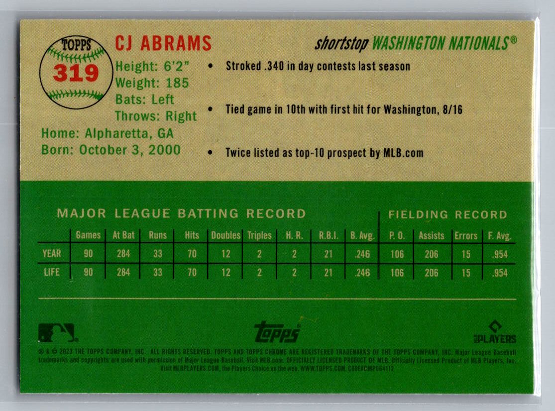 2023 Topps Chrome Platinum Anniversary #319 CJ Abrams