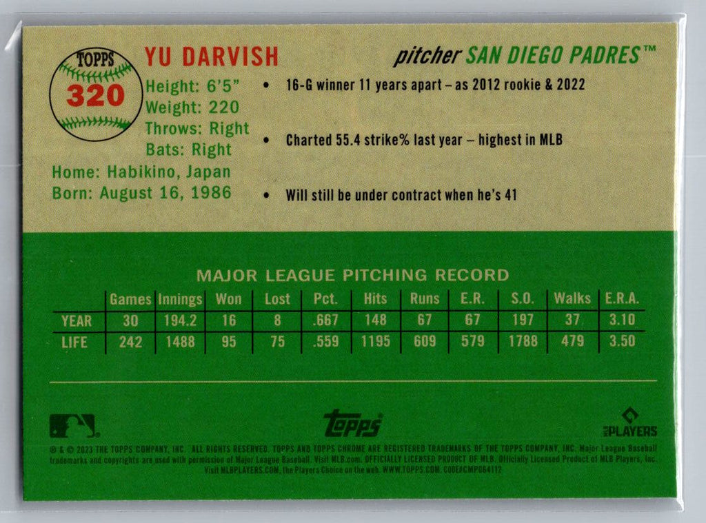 2023 Topps Chrome Platinum Anniversary #320 Yu Darvish