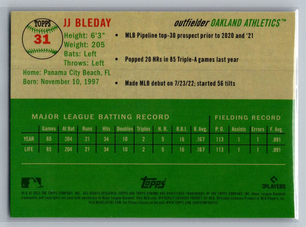 2023 Topps Chrome Platinum Anniversary #31 JJ Bleday