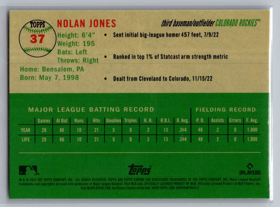 2023 Topps Chrome Platinum Anniversary #37 Nolan Jones