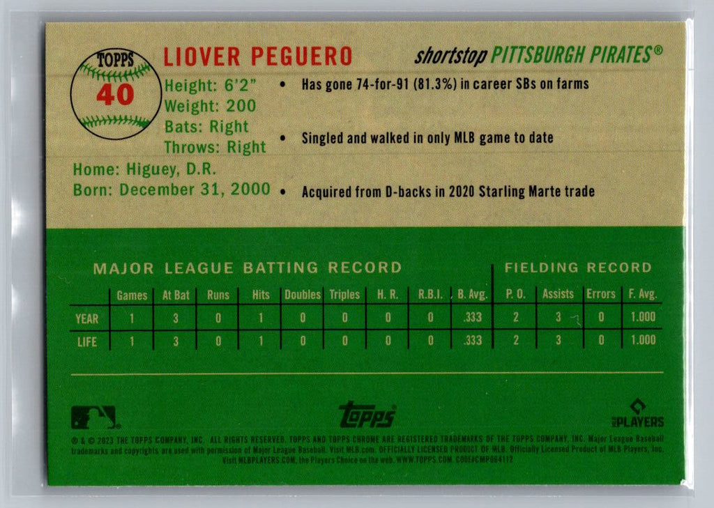 2023 Topps Chrome Platinum Anniversary #40 Liover Peguero