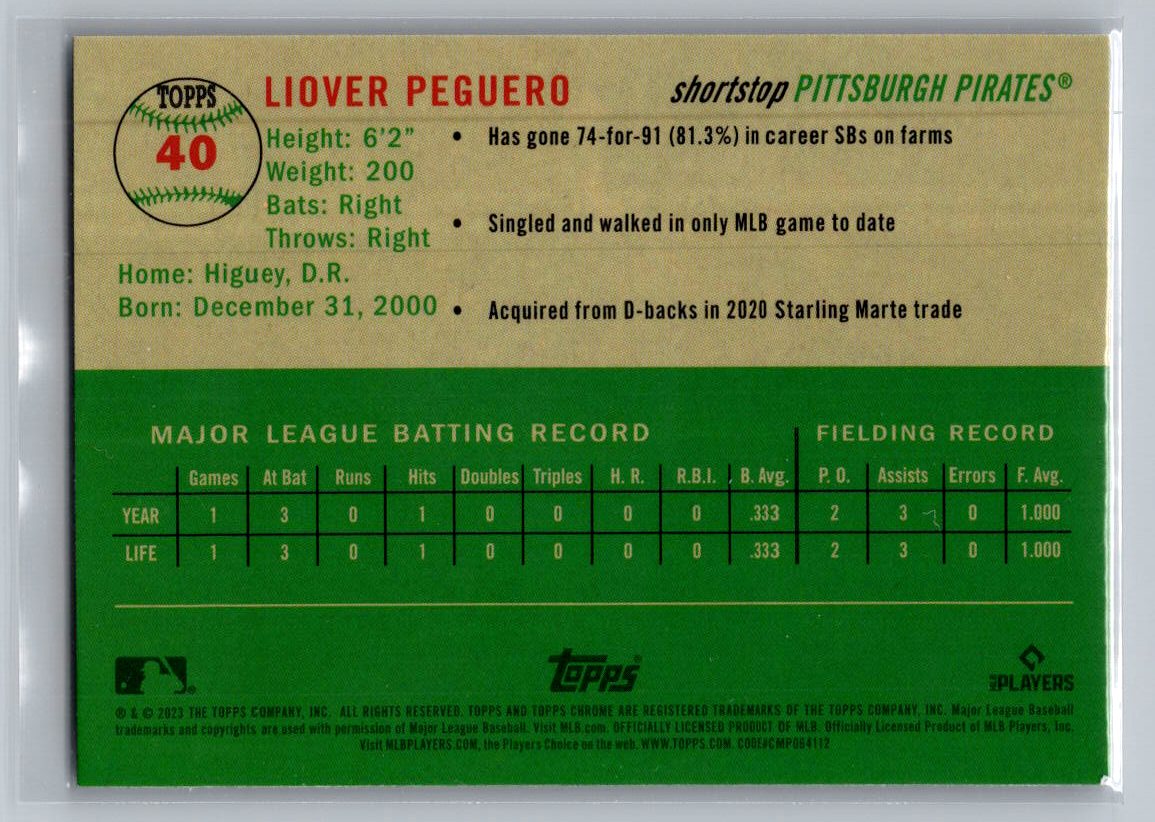 2023 Topps Chrome Platinum Anniversary #40 Liover Peguero