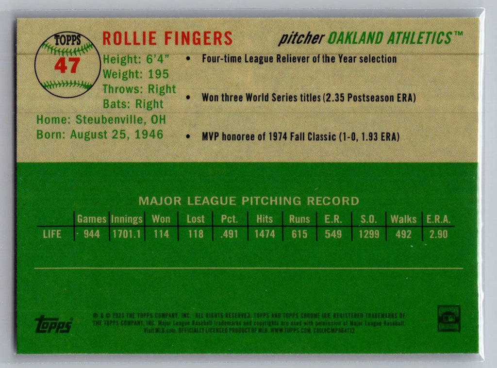 2023 Topps Chrome Platinum Anniversary #47 Rollie Fingers