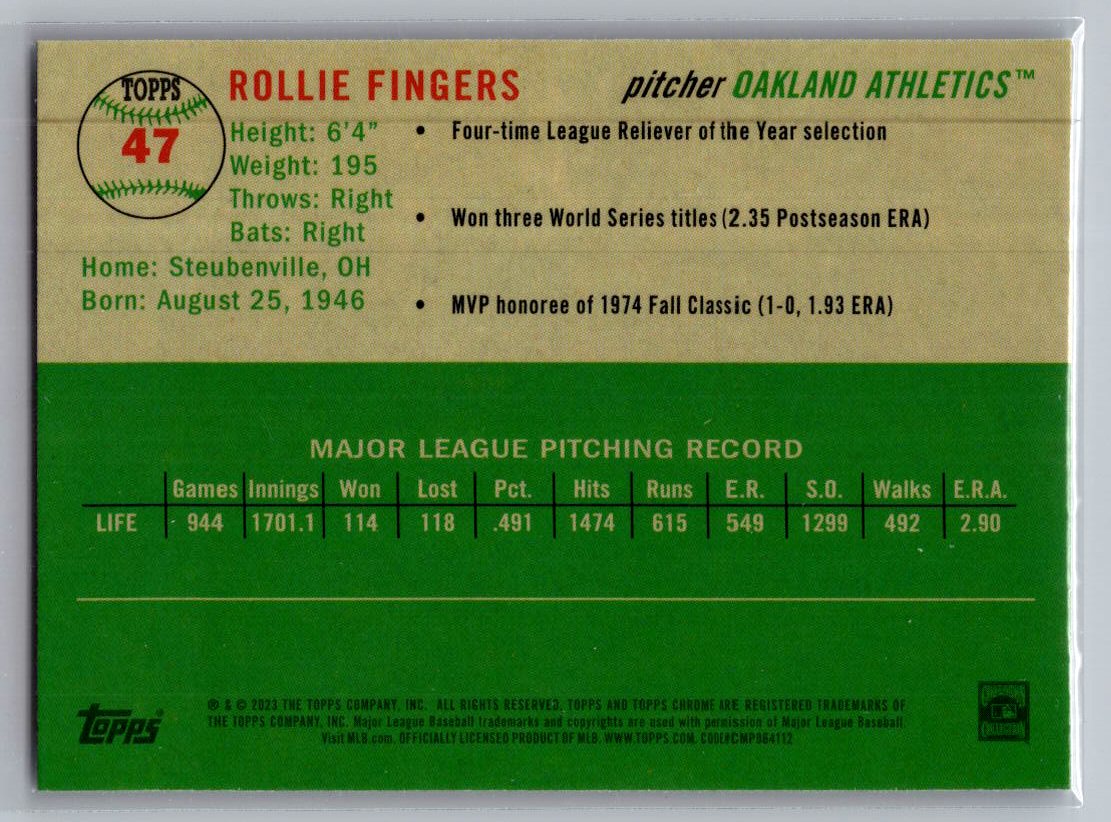 2023 Topps Chrome Platinum Anniversary #47 Rollie Fingers