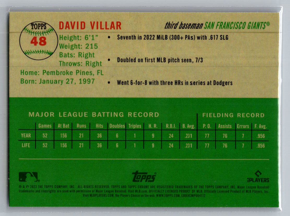 2023 Topps Chrome Platinum Anniversary #48 David Villar