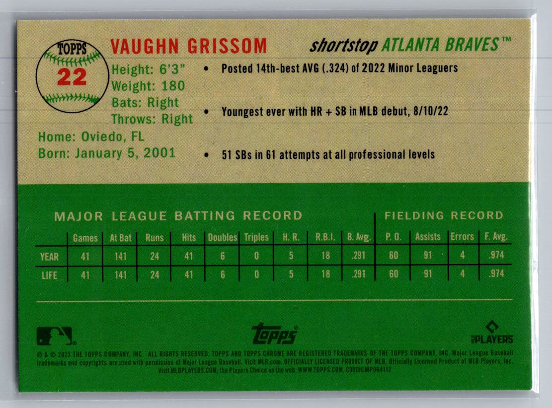 2023 Topps Chrome Platinum Anniversary #22 Vaughn Grissom
