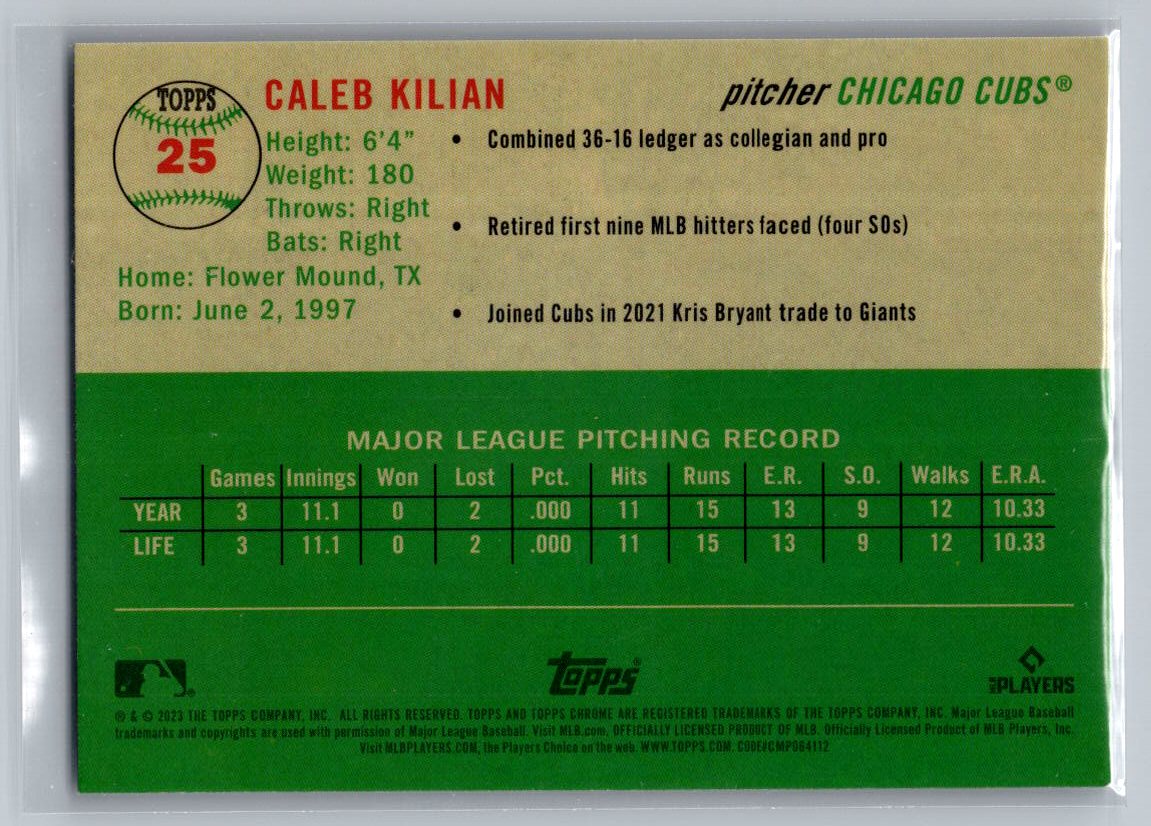 2023 Topps Chrome Platinum Anniversary #25 Caleb Kilian