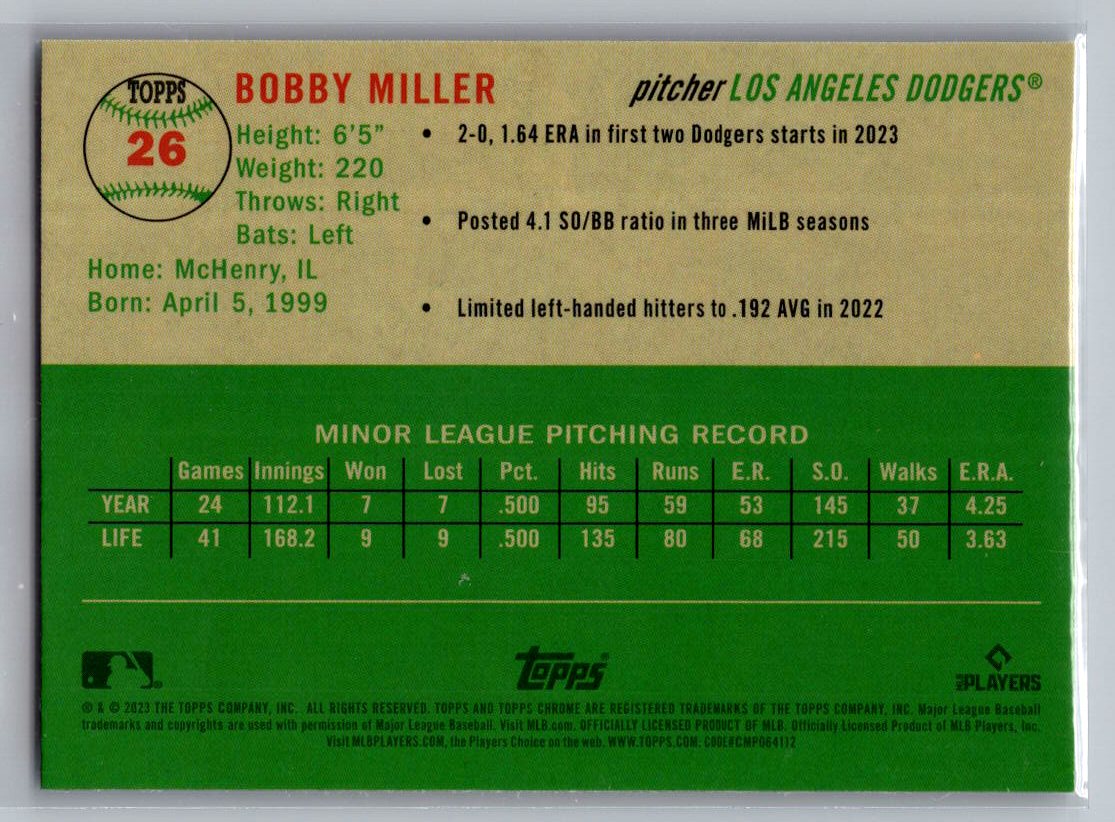 2023 Topps Chrome Platinum Anniversary #26 Bobby Miller