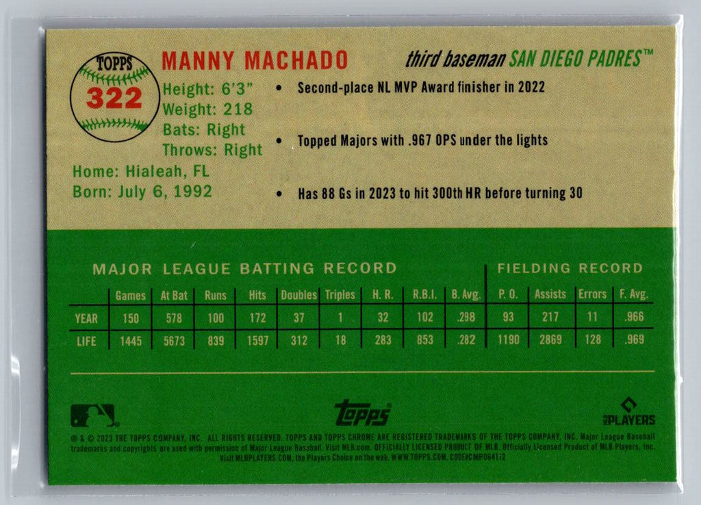 2023 Topps Chrome Platinum Anniversary #322 Manny Machado