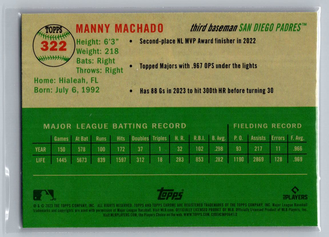 2023 Topps Chrome Platinum Anniversary #322 Manny Machado