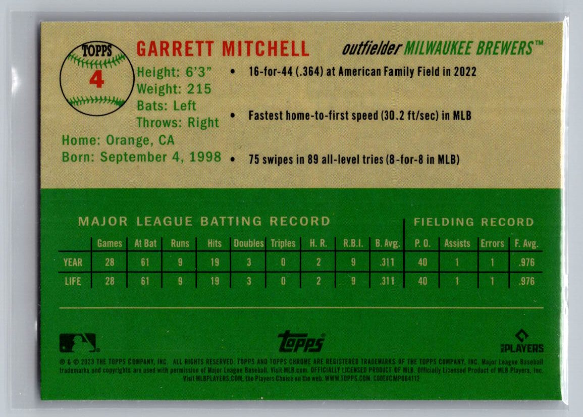 2023 Topps Chrome Platinum Anniversary #4 Garrett Mitchell