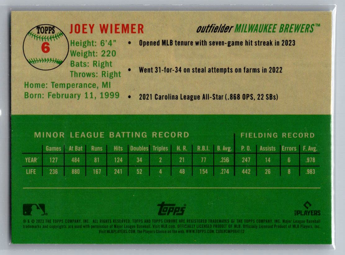 2023 Topps Chrome Platinum Anniversary #6 Joey Wiemer