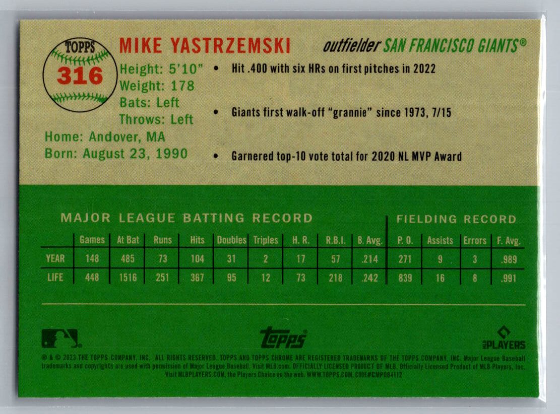 2023 Topps Chrome Platinum Anniversary #316 Mike Yastrzemski