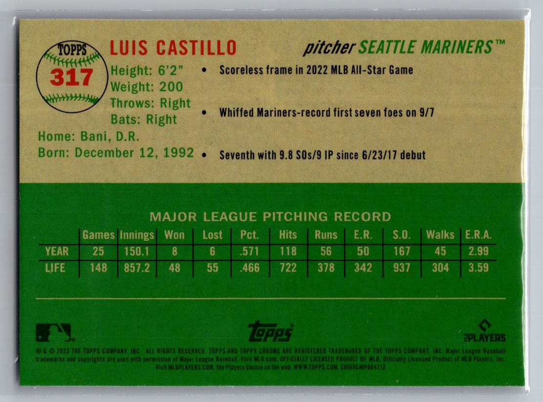 2023 Topps Chrome Platinum Anniversary #317 Luis Castillo