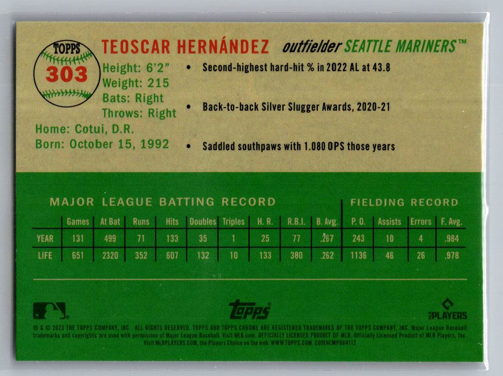 2023 Topps Chrome Platinum Anniversary #303 Teoscar Hernández
