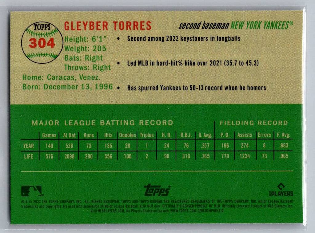 2023 Topps Chrome Platinum Anniversary #304 Gleyber Torres