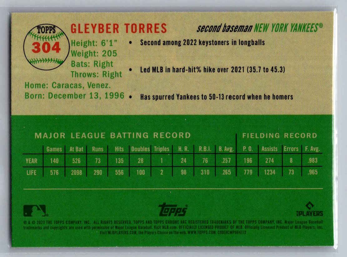 2023 Topps Chrome Platinum Anniversary #304 Gleyber Torres