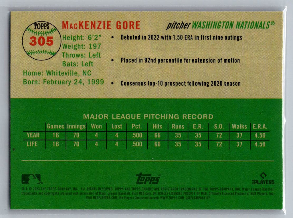 2023 Topps Chrome Platinum Anniversary #305 MacKenzie Gore