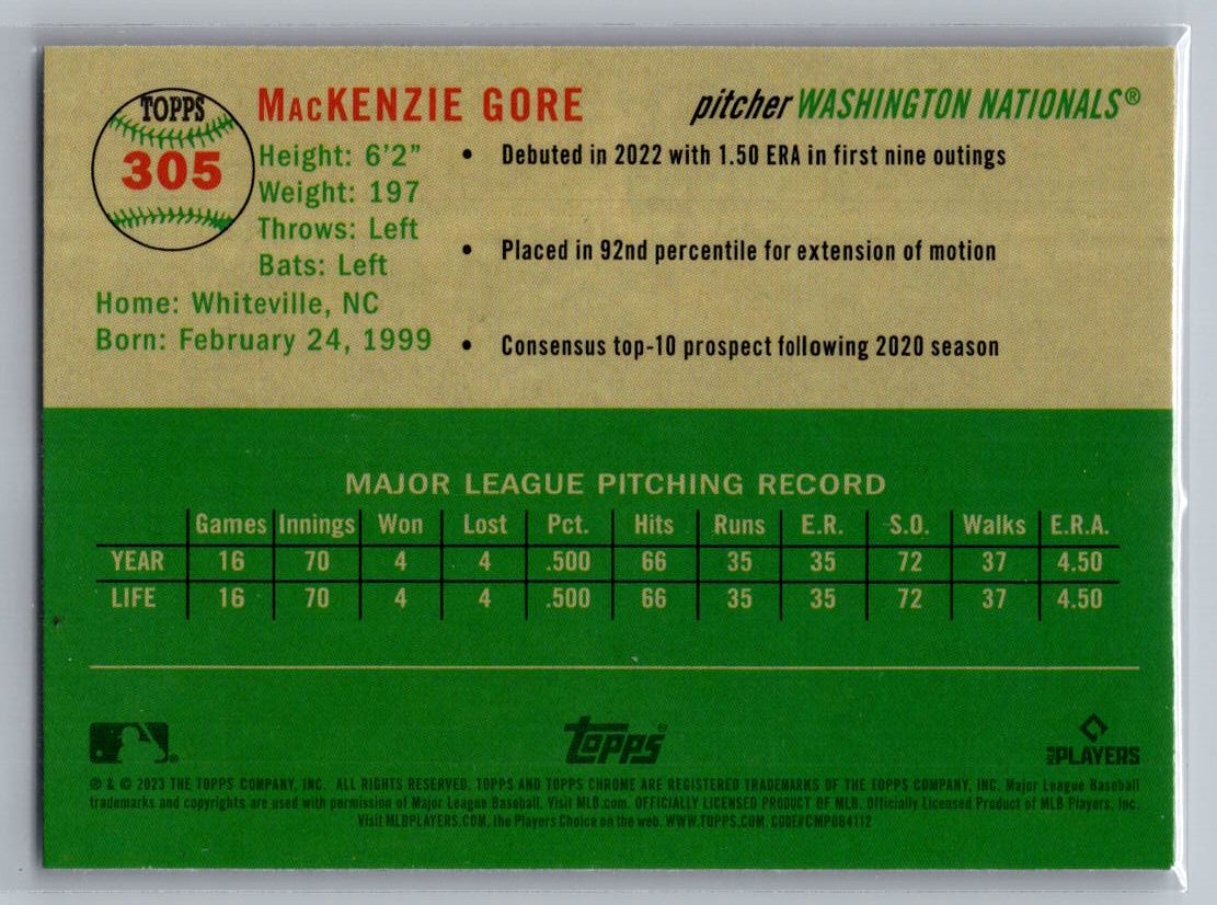 2023 Topps Chrome Platinum Anniversary #305 MacKenzie Gore