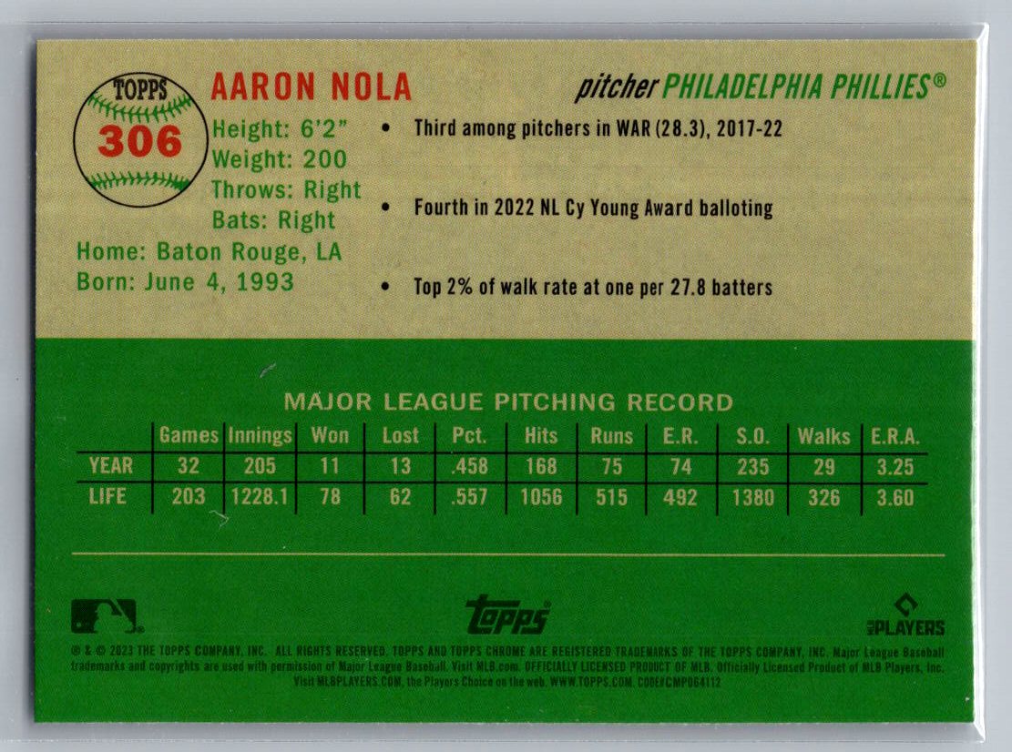 2023 Topps Chrome Platinum Anniversary #306 Aaron Nola