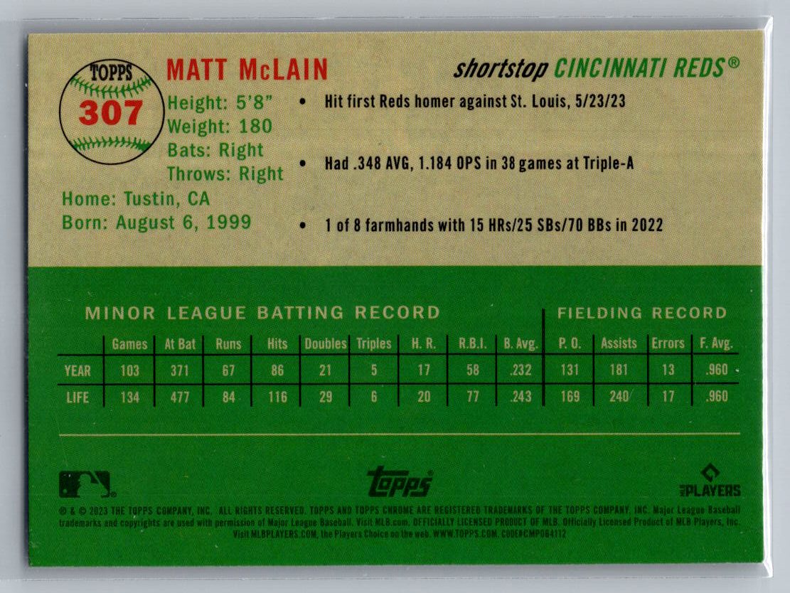 2023 Topps Chrome Platinum Anniversary #307 Matt McLain