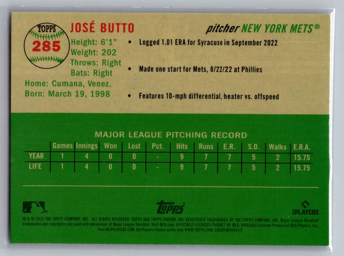 2023 Topps Chrome Platinum Anniversary #285 José Butto