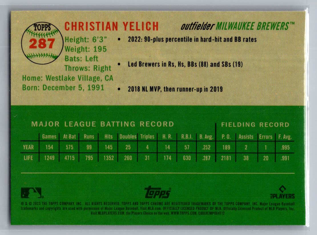 2023 Topps Chrome Platinum Anniversary #287 Christian Yelich